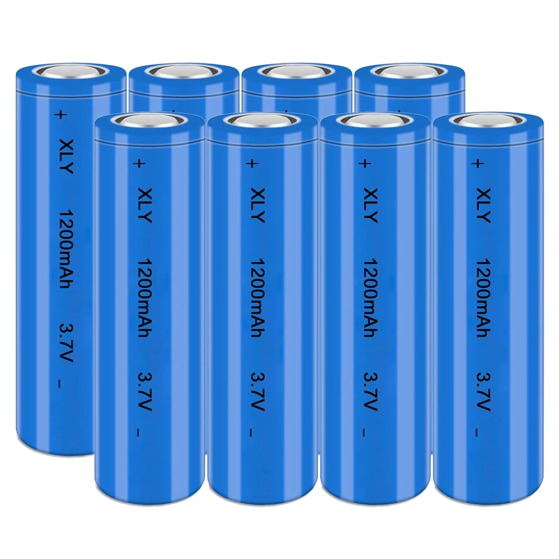 3.7V Li-ion Battery 1200mAh - 8 Pack Rechargeable Batteries for Remote Control Cars Toy flashlight/drone/front lamp/car RC batteries Top button Long service life