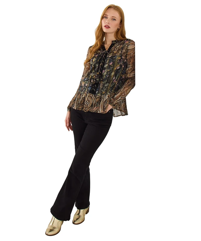 Joe Browns Women's Boho Floral Print Blouse and Cami, Black, 8