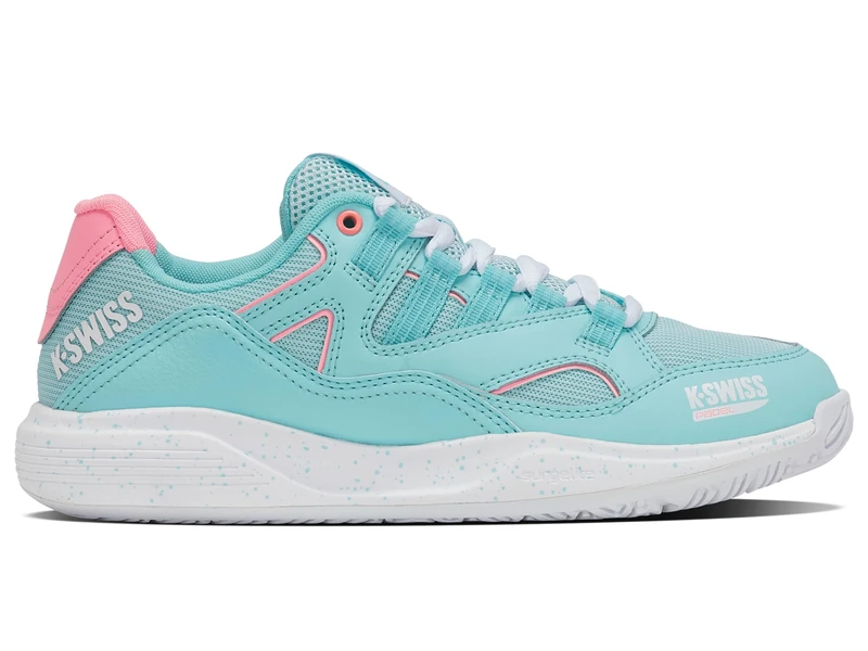 K-Swiss Women's TURA Team Padel Tennis Shoe, Soft Neon Blue/White/Blue Glow, 5.5 UK
