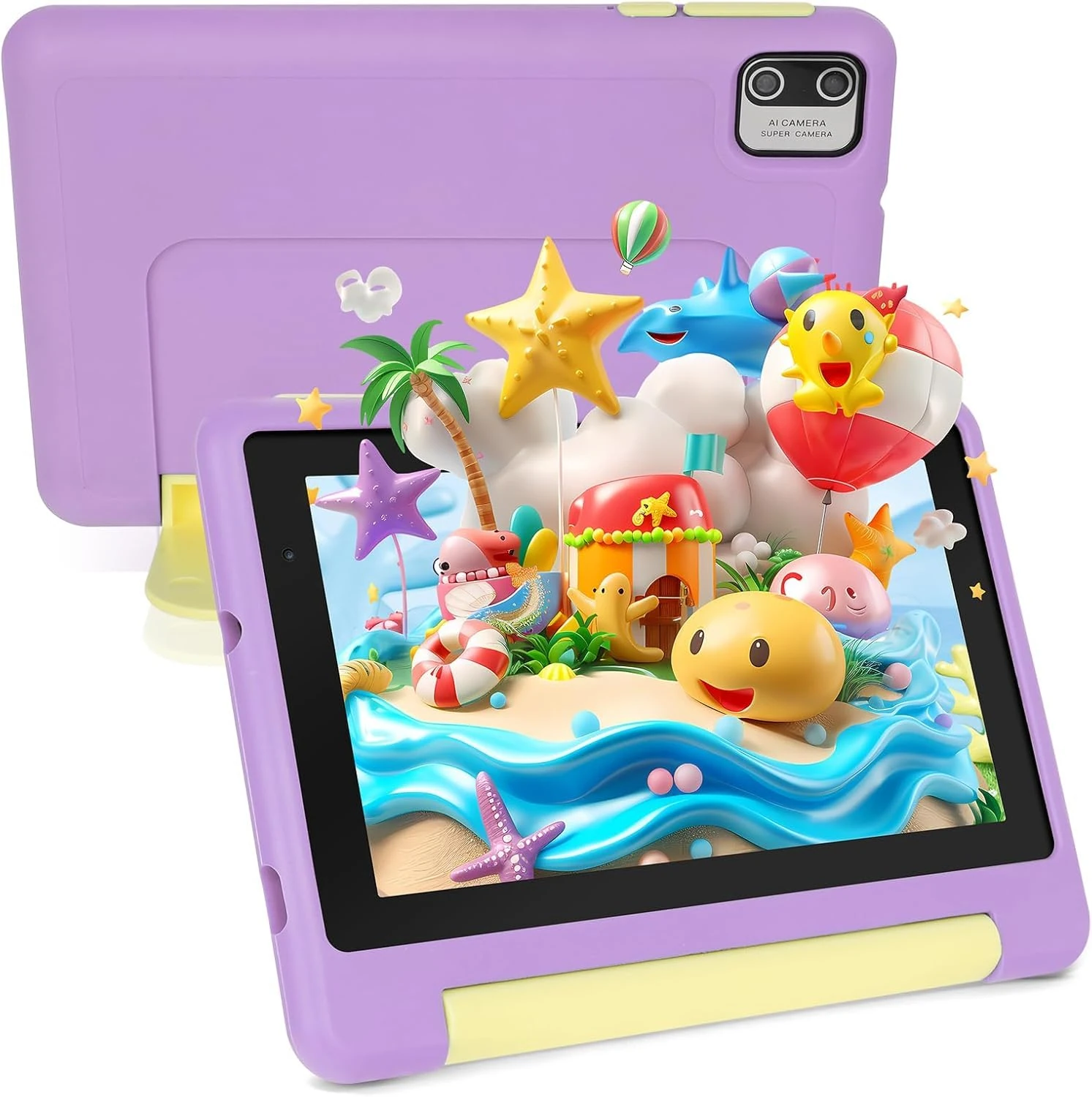 MUISOO Kids Tablet 7 Inch, Android 13 Tablet for Kids, Quad Core, 8GB RAM+64GB ROM (Expand to 128GB), Parental Control, Kids Software Pre-Installed, Wi-Fi, Bluetooth, Type-C (Purple)