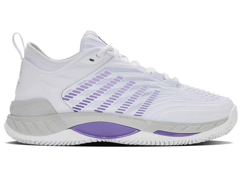 K-Swiss Women's Hypercourt Supreme 2 Clay Tennis Shoe, White/Lunar Rock/Purple Haze, 6.5 UK