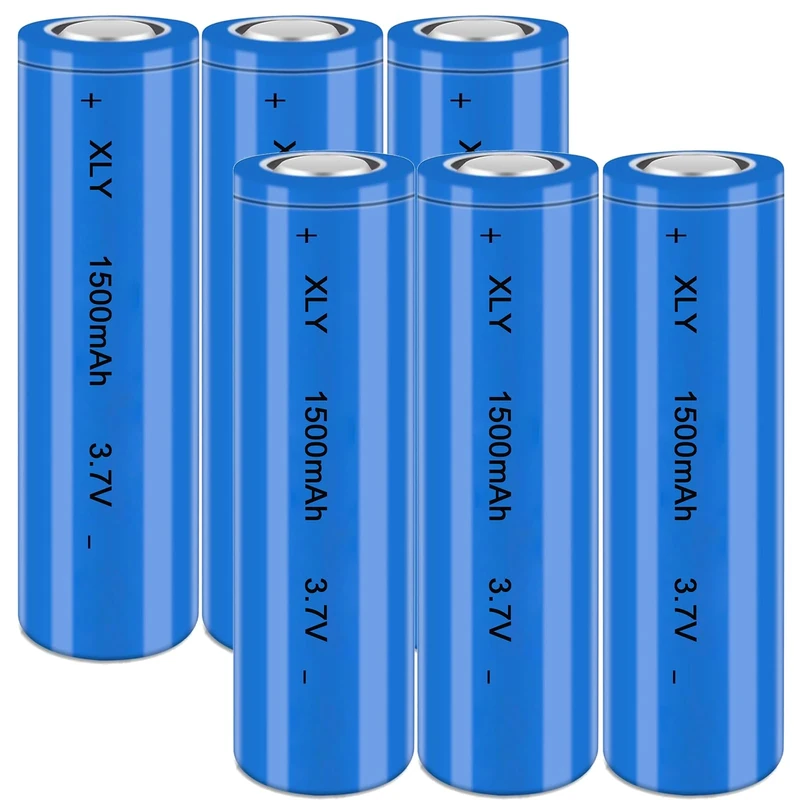 3.7V Li-ion Battery 1500mAh - 6 Pack Rechargeable Batteries for Remote Control Cars Toy flashlight/drone/front lamp/car RC batteries Top button Long service life
