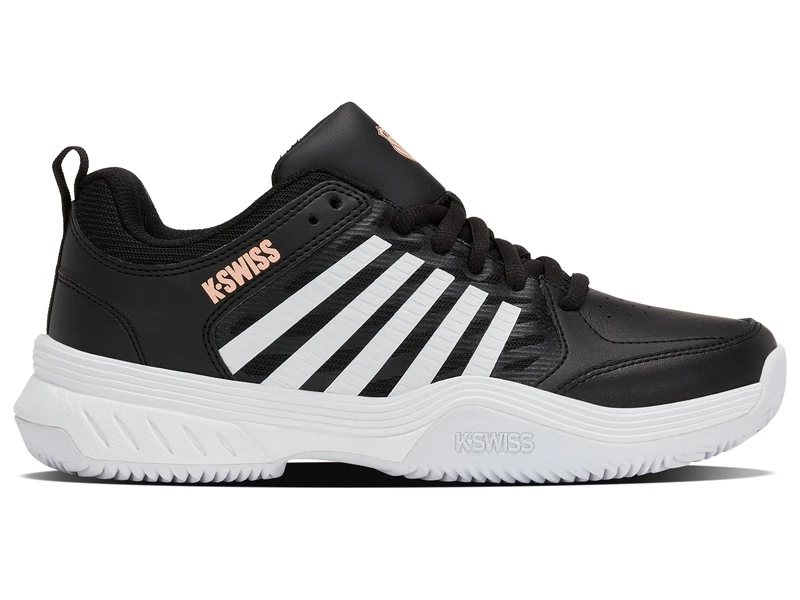 K-Swiss Tennis Women's Court Express 2 Clay Tennis Shoes, Black/White/Peach Parfait, 3