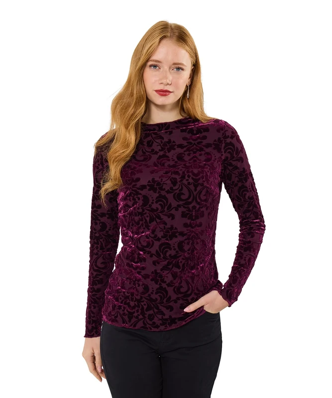 Joe Browns Women's Devore High Neck Top, Regular, Purple, UK 12