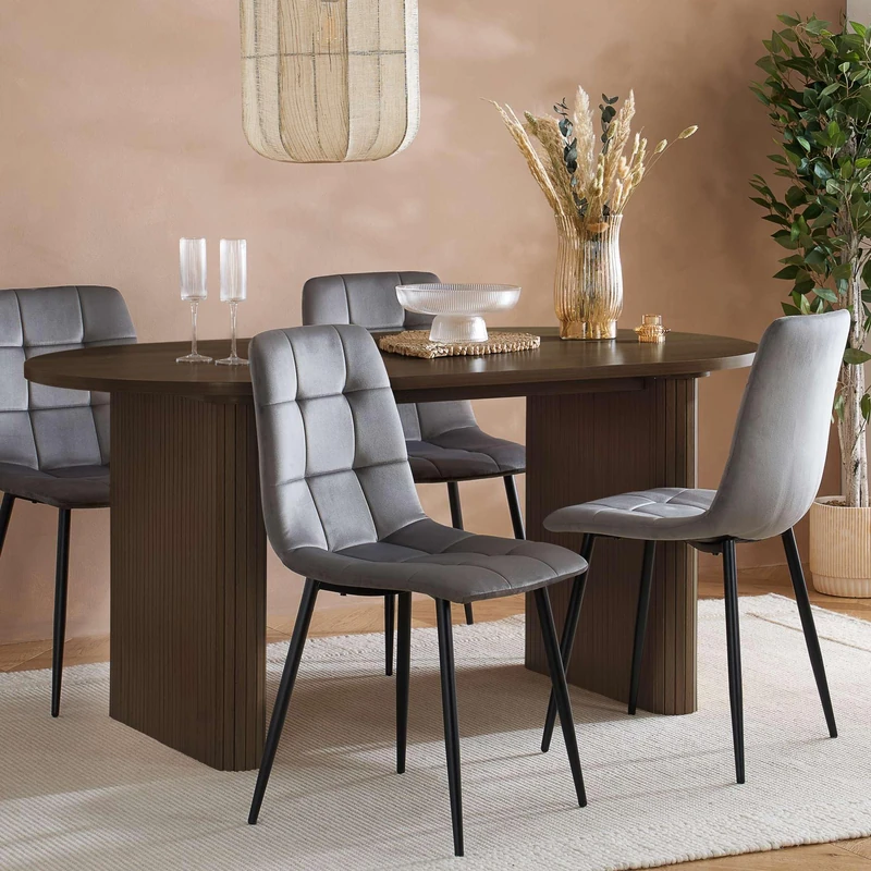 Birlea Axel Oval Fluted Dining Table With 4 Chairs
