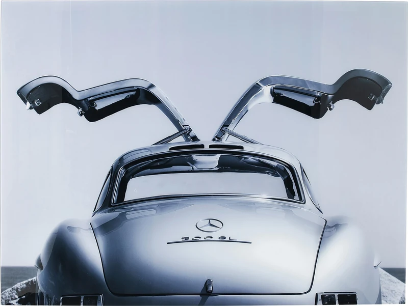 Kare Design Glass Picture Oldtimer Back, Black, White, Rectangular, Elegant, Car Motiv, Wall Art, Modern Design, Decorative Home Accessories for Living Room, Bedroom, 120x80cm (HxW)