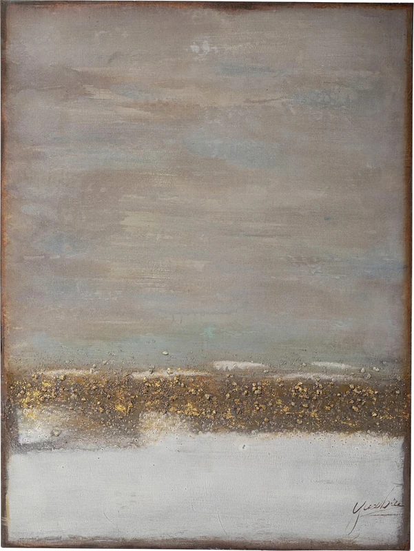 Kare Design Canvas Picture Abstract Horizon, Blue, Gold, Rectangular, Abstract Wall Art, Modern Design, Decorative Home Accessories for Living Room, Bedroom, 55x75cm (HxW)