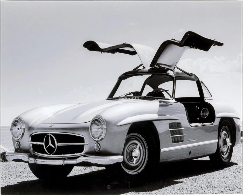 Kare Design Glass Picture Automotive Beauty, Black, White, Rectangular, Elegant, Car Motiv, Wall Art, Modern Design, Decorative Home Accessories for Living Room, Bedroom, 40x50cm (HxW) - Image 1
