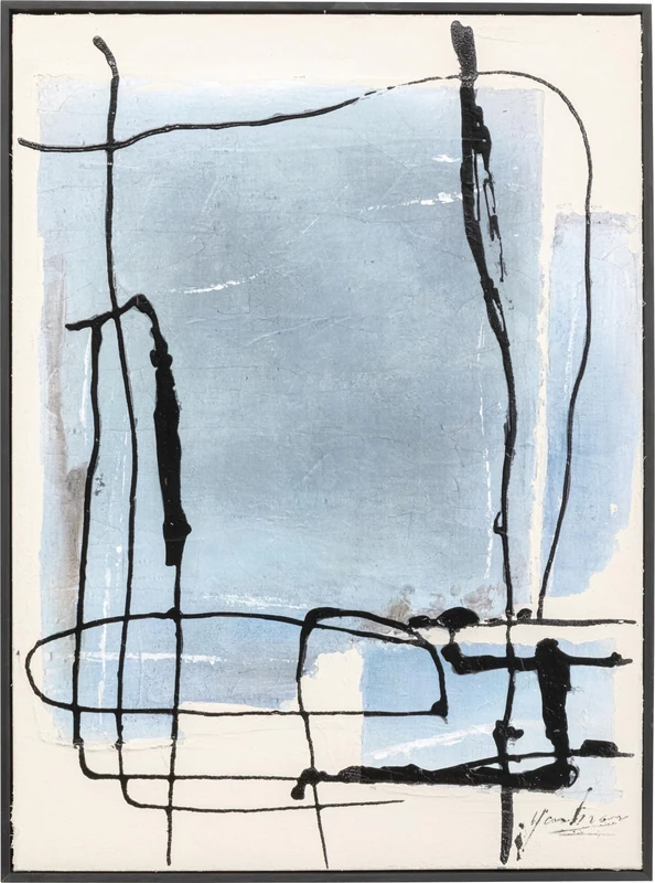 Kare Design Framed Picture Dust, Blue, Rectangular, Abstract Wall Art, Modern Design, Decorative Home Accessories for Living Room, Bedroom, 55x75cm (HxW)