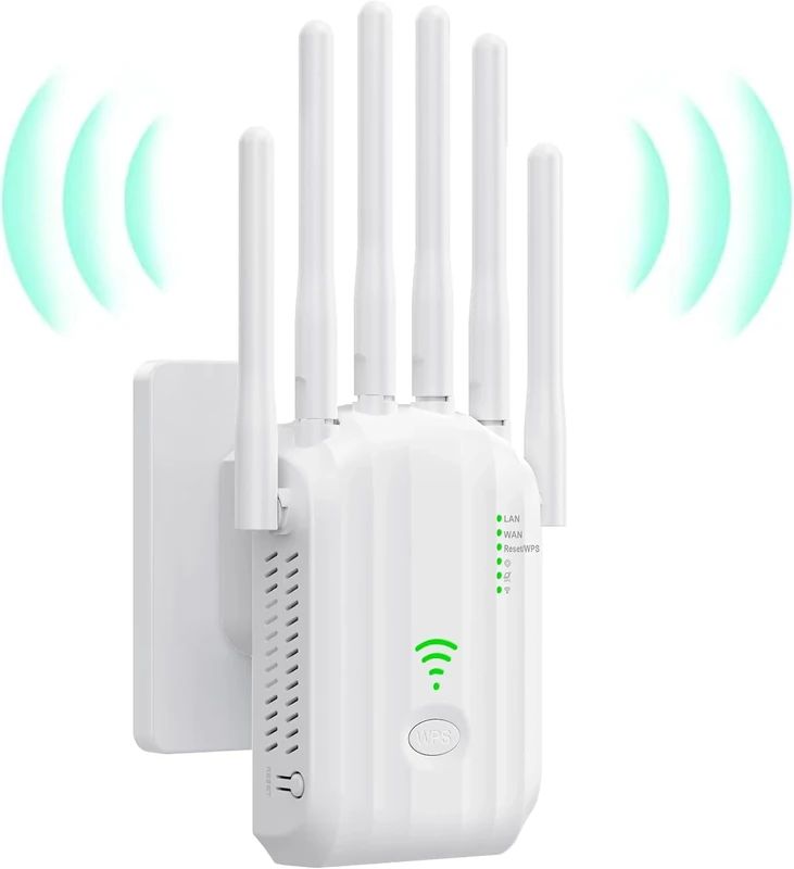 Newest WiFi Extender Booster, WiFi Repeater, 6 Antennas, 2 Ethernet Ports, Repeater/Router/Ap Mode, Covers Up to 6800 Sq.ft, Quick Setup, Home Wireless Signal Booster