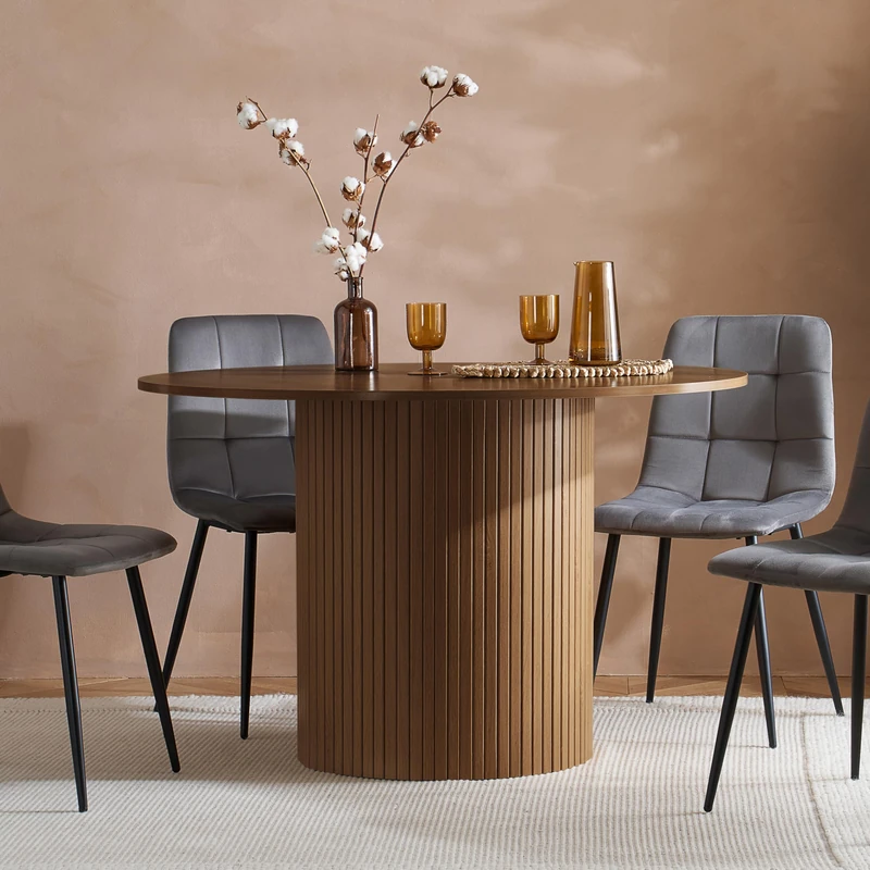 Birlea Axel Round Fluted Dining Table With 4 Chairs