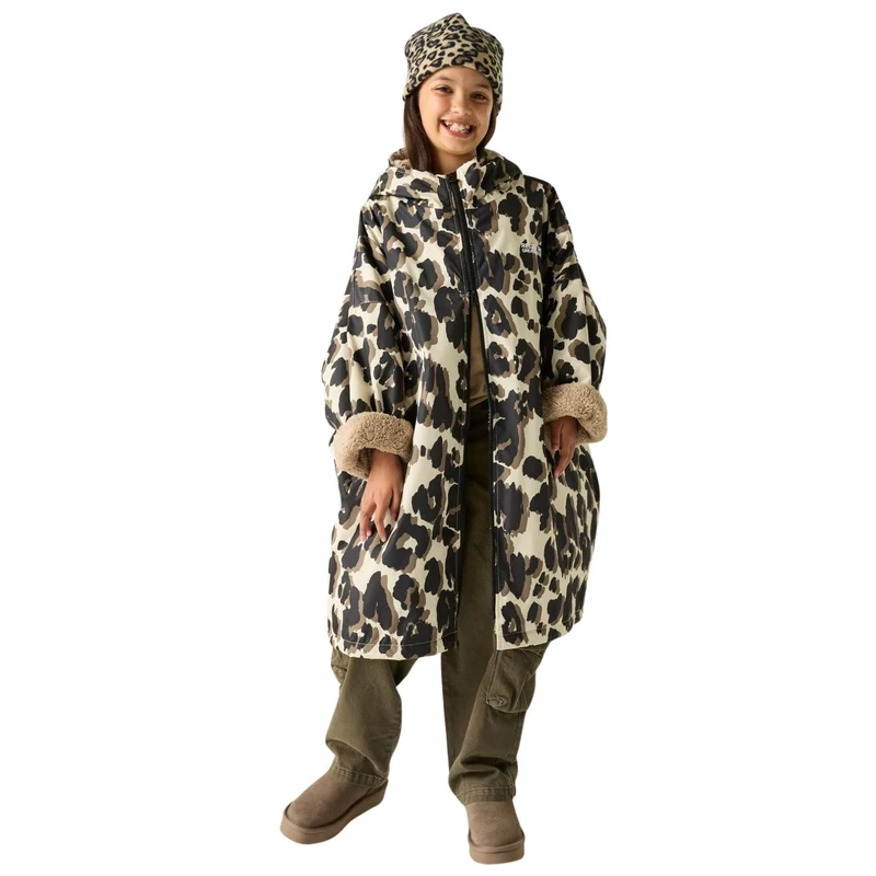 Regatta Kids Spirit Of Adventure Changing Robe - True Leopard Print - 3-5 Yrs