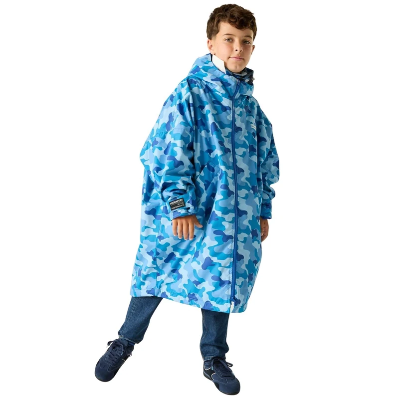 Regatta Kids Spirit Of Adventure Changing Robe - Lake Blue Camo - 9-13 Yrs