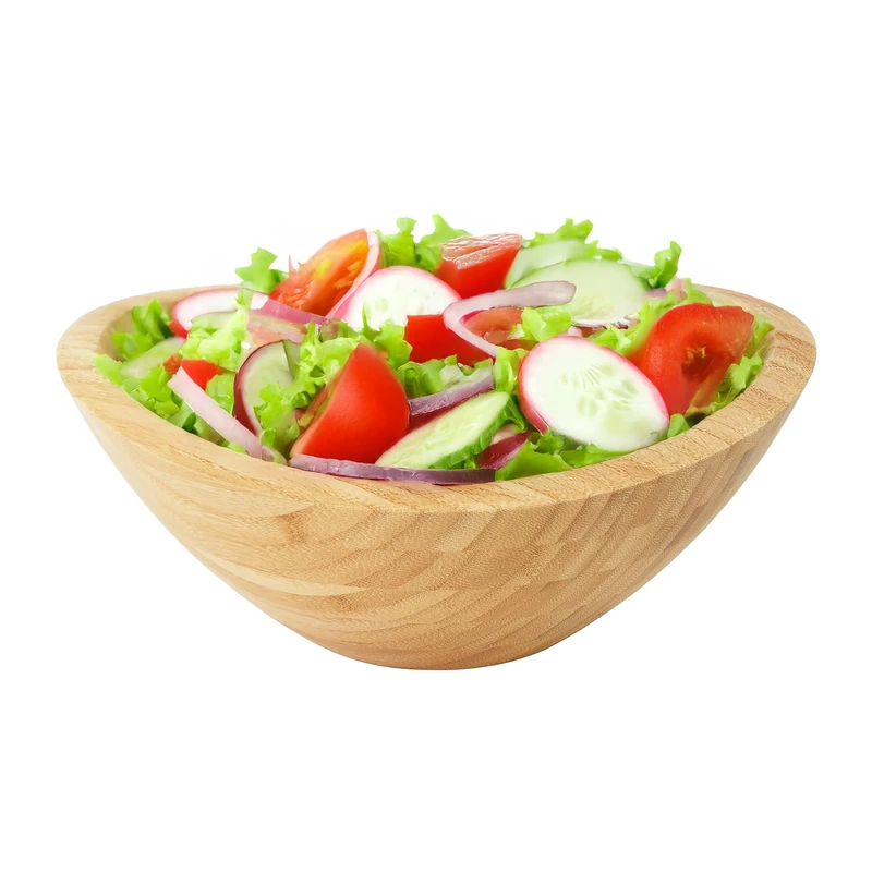 Relaxdays oval bamboo salad bowl, HxWxD: 12 x 29 x 27.5 cm, serving bowl for salads, snacks, or fruit, natural