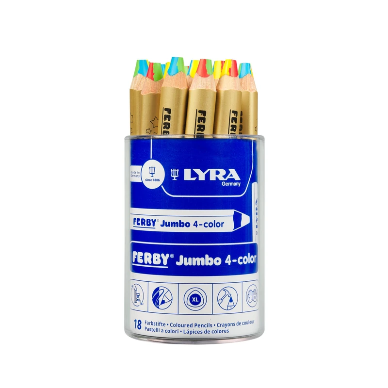 LYRA Ferby Jumbo Colouring Pencils - Round Tin of 18