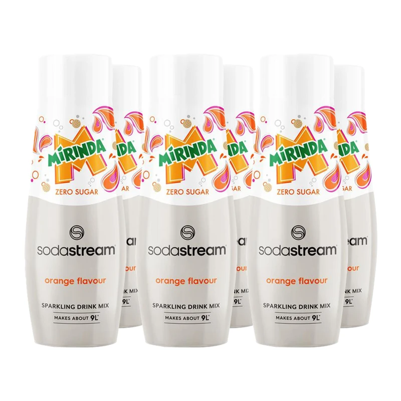 Sodastream Diet Mirinda® Orange Syrup Drink Mix, Sugar Free Sodastream Syrup, Zero Sugar Orange Flavour, 6 x 440ml Multipack, Home Sparkling Water, Makes Approx. 54L