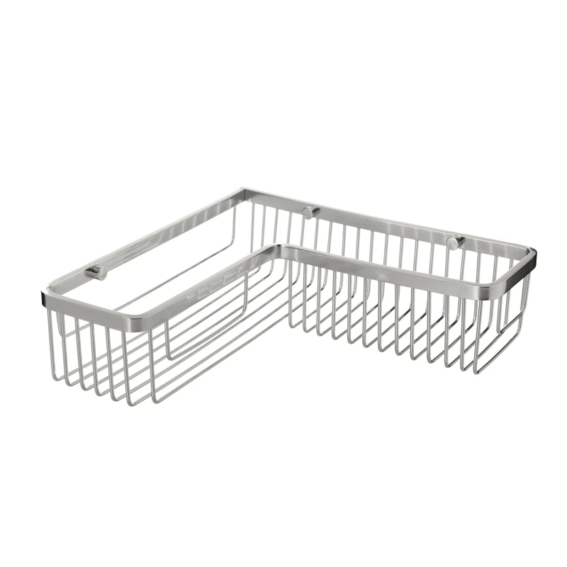 TATAY Shower Shelf No Drill Rectangular Corner | Includes Mounting System (Quick Fix) | Holds up to 5 kg | 100% Stainless Aluminium | Shower Organiser Basket – 30 x 8.5 x 30 cm – Chrome