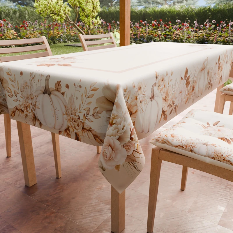 PETTI Artigiani Italiani - Stain Resistant Rectangular Tablecloth for Kitchen with Pumpkin Design Autumn (140 x 300 cm), Halloween Tablecloth, 100% Made in Italy