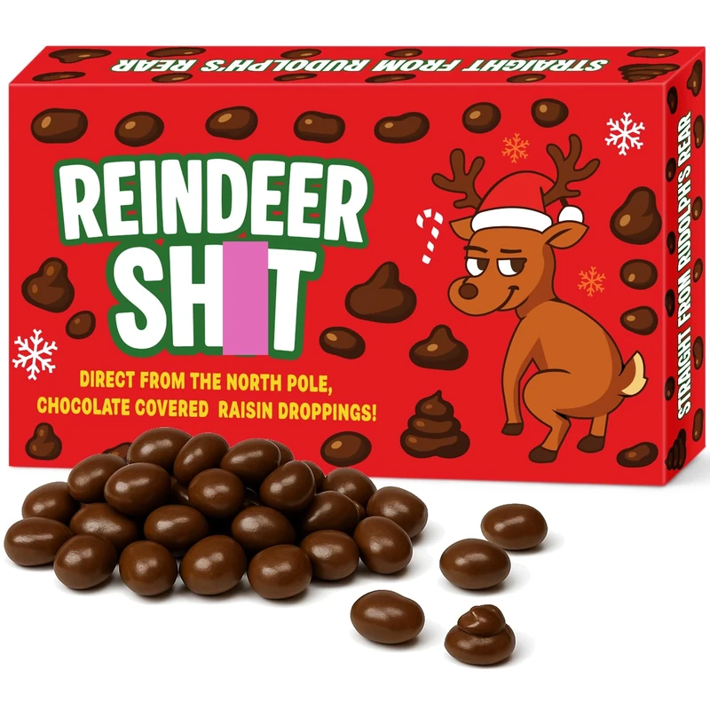 Reindeer Poo Funny Secret Santa Gift Adult Joke Funny Gift For Office Worker Friends Brother Dad Christmas Sweets Chocolate Covered Raisins