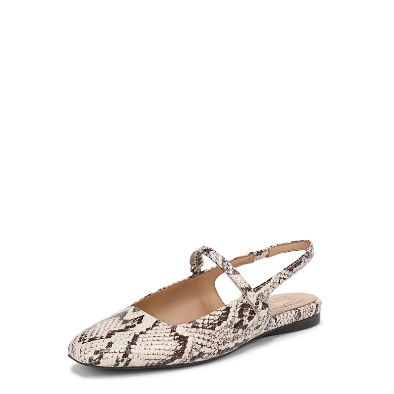 Naturalizer Women's Connie Slingback Flats, Beige Multi Snake Leather, Wide Fit, UK 7