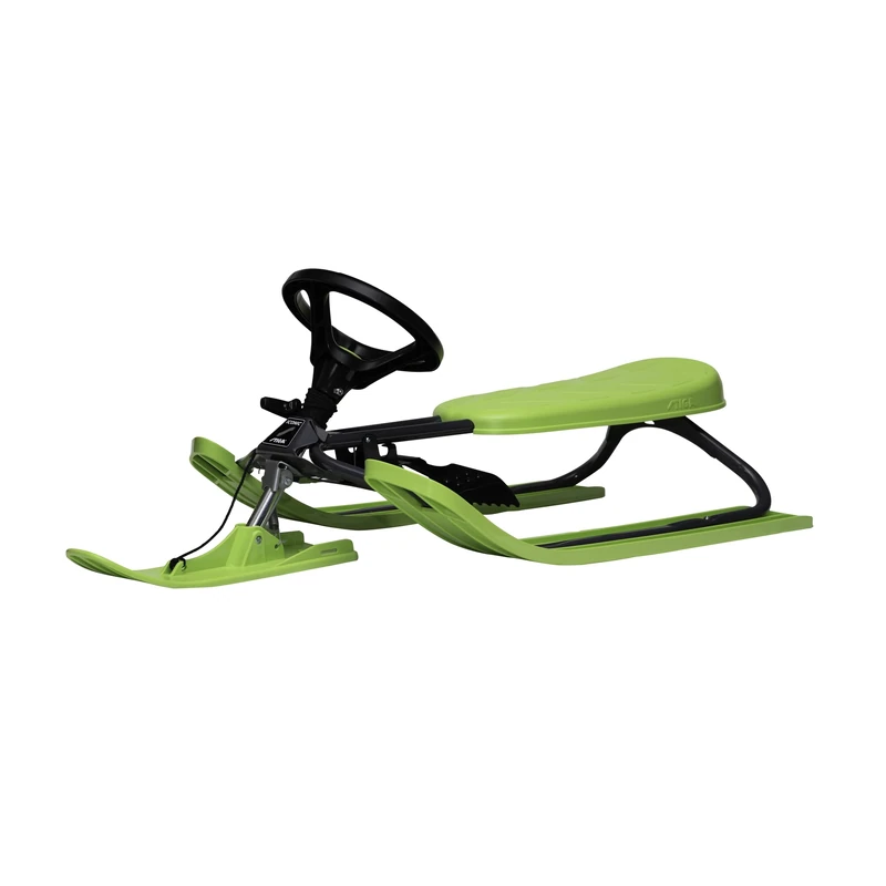 STIGA Snowracer ICONIC Classic Steering Sledge with Steering Wheel and Brakes for Children from 5 Years Old - Grey/Green