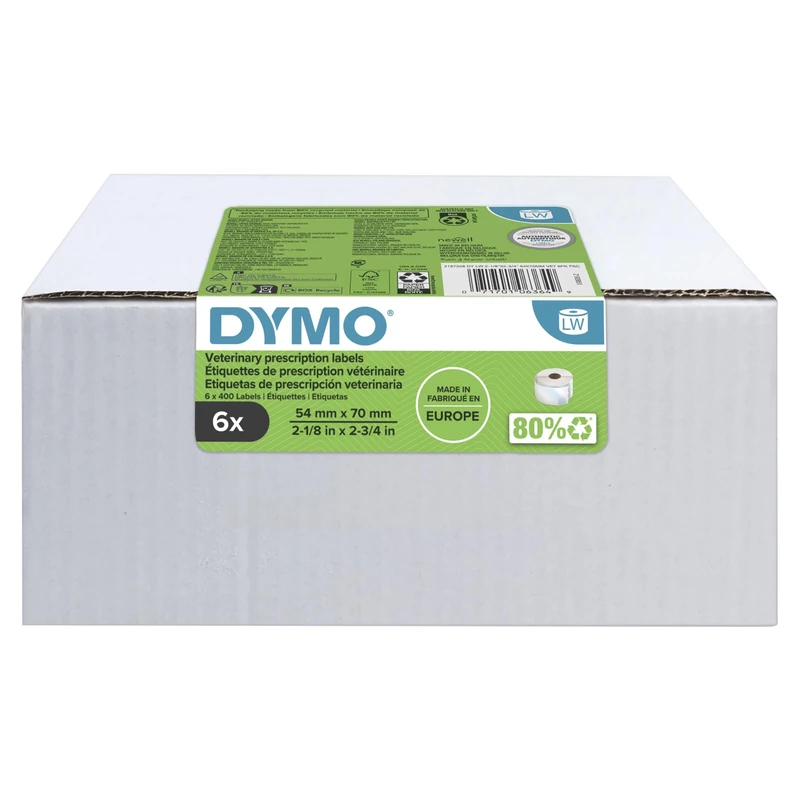 Dymo LabelWriter Veterinary Prescription Labels | 54 mm x 70 mm | 2400 labels - Image 1