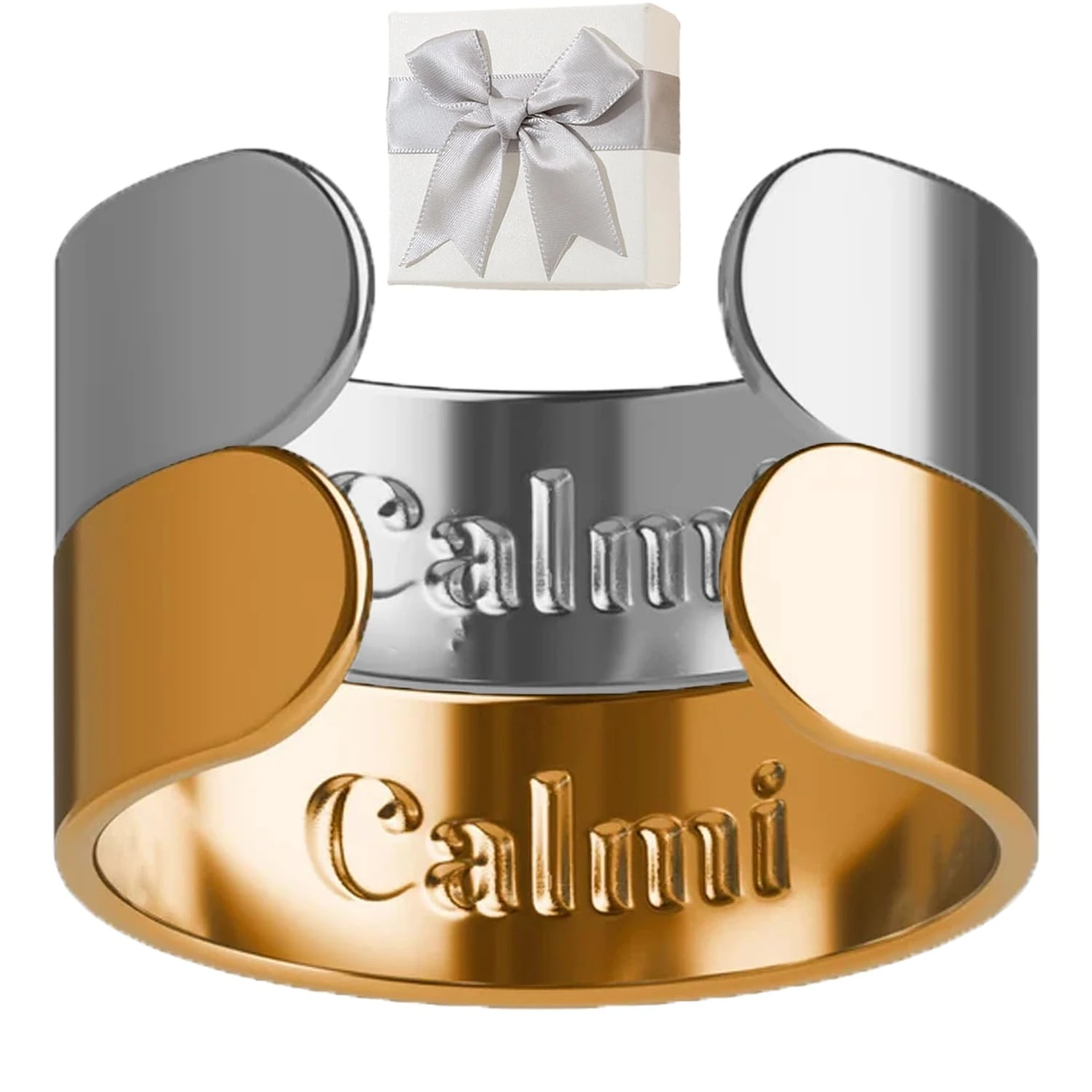 Calmi Ring, Calmi Ring Women-With Ultra Strength Magnets, Adjustable Magnetic Smart Ring for Anxiety Reduction, Better Sleep (2PCS-A)