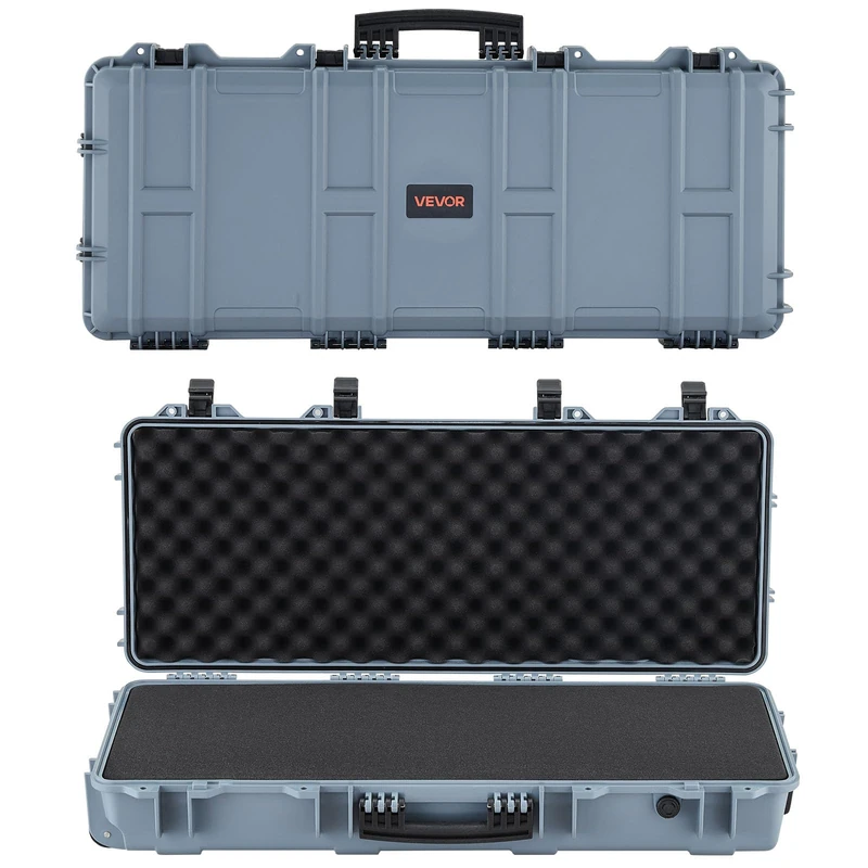VEVOR Hard Rifle Case, Lockable Rifle Case with 4 Layers Pre-Cut Foams, 914 mm Gun Storage with Wheels, IP67 Waterproof & Dustproof Pistol Storage Cases for Rifles, Shotguns, Airsoft Guns, Grey - Image 1