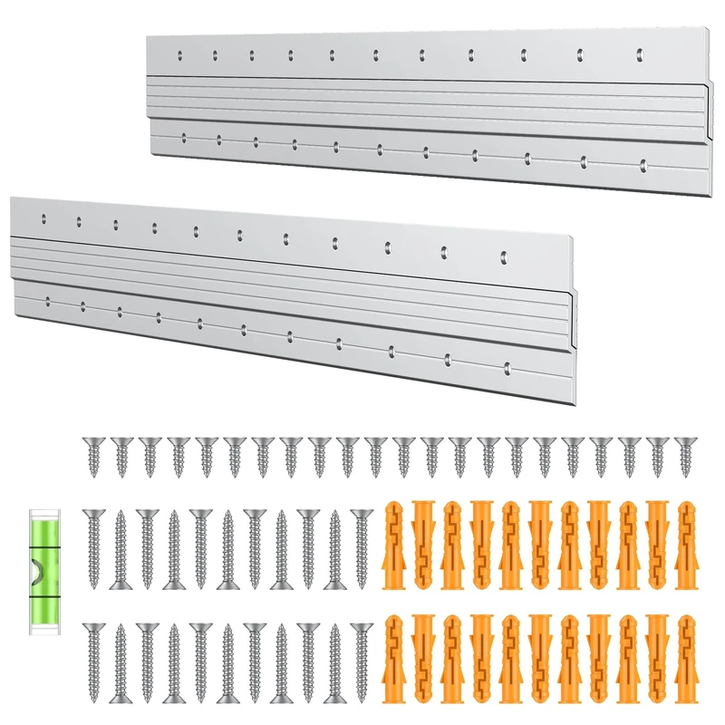 Uniclife 2 Pairs 61 cm French Cleat Hanger 68 kg Load Heavy Duty French Cleat Picture Hanger Aluminum Alloy Mirror Hanging Hardware Wall Mounting Bracket Interlocking Z Bar Clip with Bubble Level