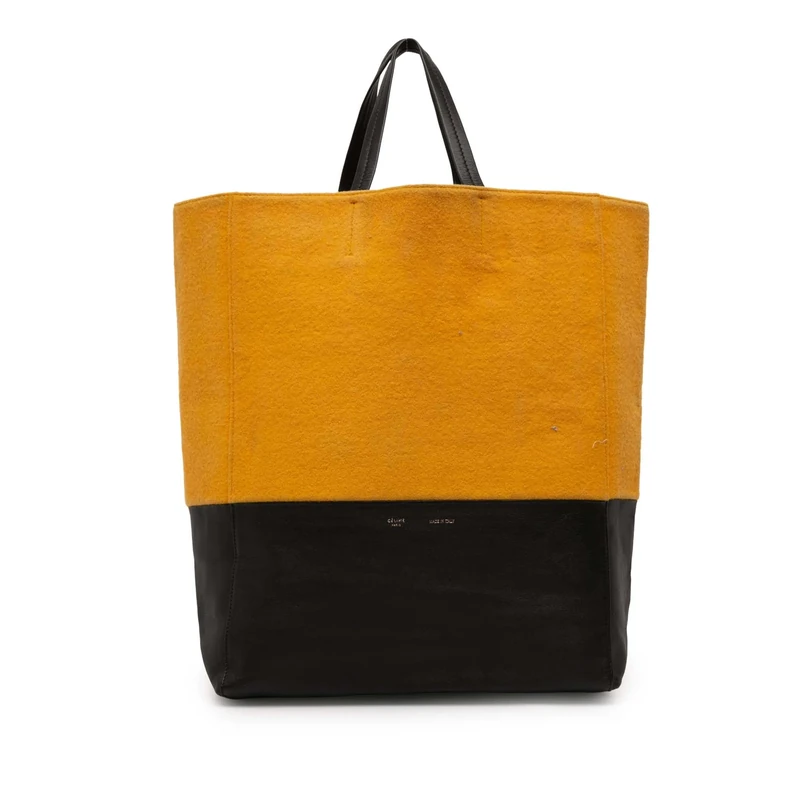 Celine Pre-Loved Small Bicolor Suede And Calfskin Vertical Cabas Tote Bag