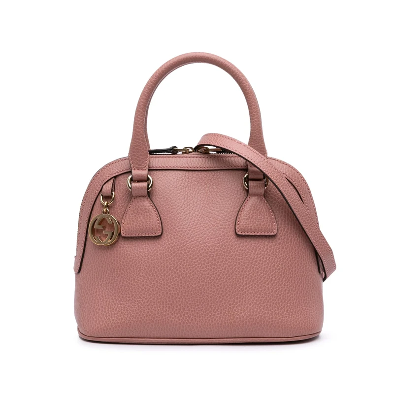 Gucci Pre-Loved Mini Leather GG Charm Dome Satchel Handbag