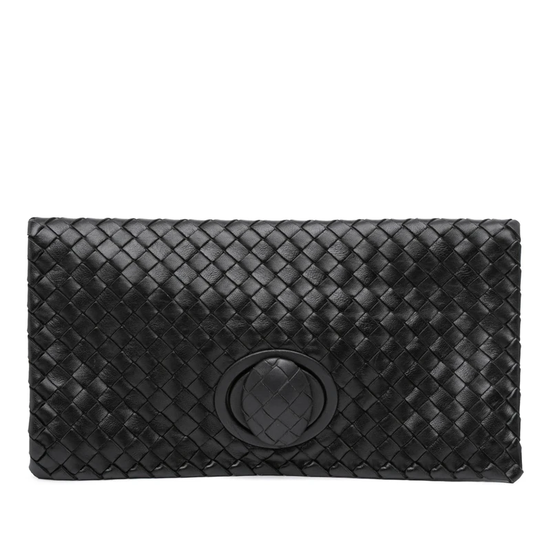 Bottega Veneta Pre-Loved Nappa Intrecciato Turn Lock Clutch