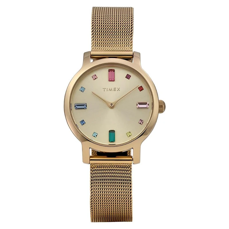 Timex Women's Transcend 31 mm Quartz Watch - Gold-Tone Stainless Steel Mesh with Gold-Tone Dial TW2Y26400