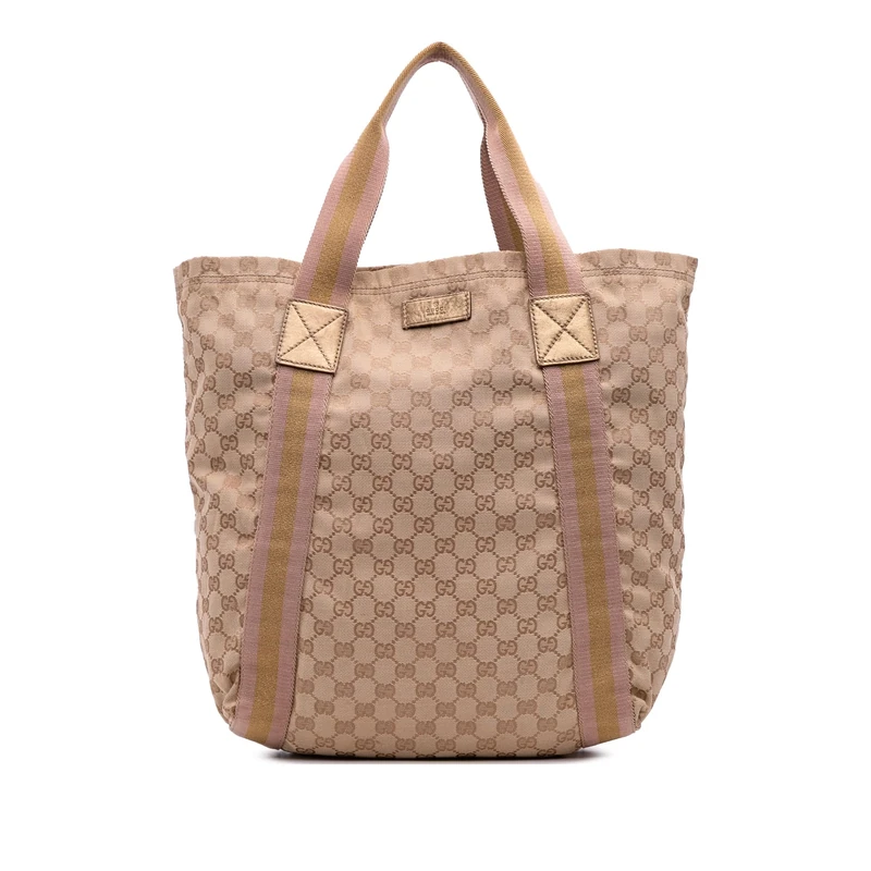 Gucci Pre-Loved GG Canvas Web Tote Bag