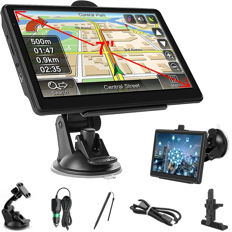 7 Inch Sat Navs, GPS Navigator Sat Nav for Car, Truck, Buses with 2025 UK Maps, Lifetime Free Updates, Real-Time Voice Guidance, Speed Camera Alerts, Lane Assist, and Comprehensive POI