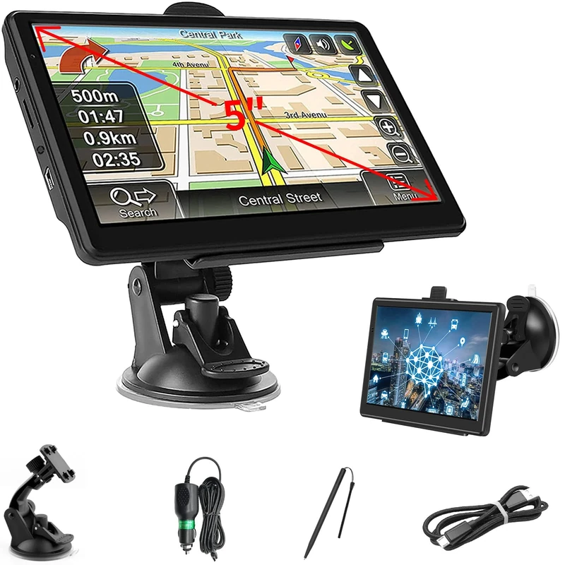 5 Inch Sat Navs, GPS Navigator Sat Nav for Car, Truck, Buses with 2025 UK Maps, Lifetime Free Updates, Real-Time Voice Guidance, Speed Camera Alerts, Lane Assist, and Comprehensive POI