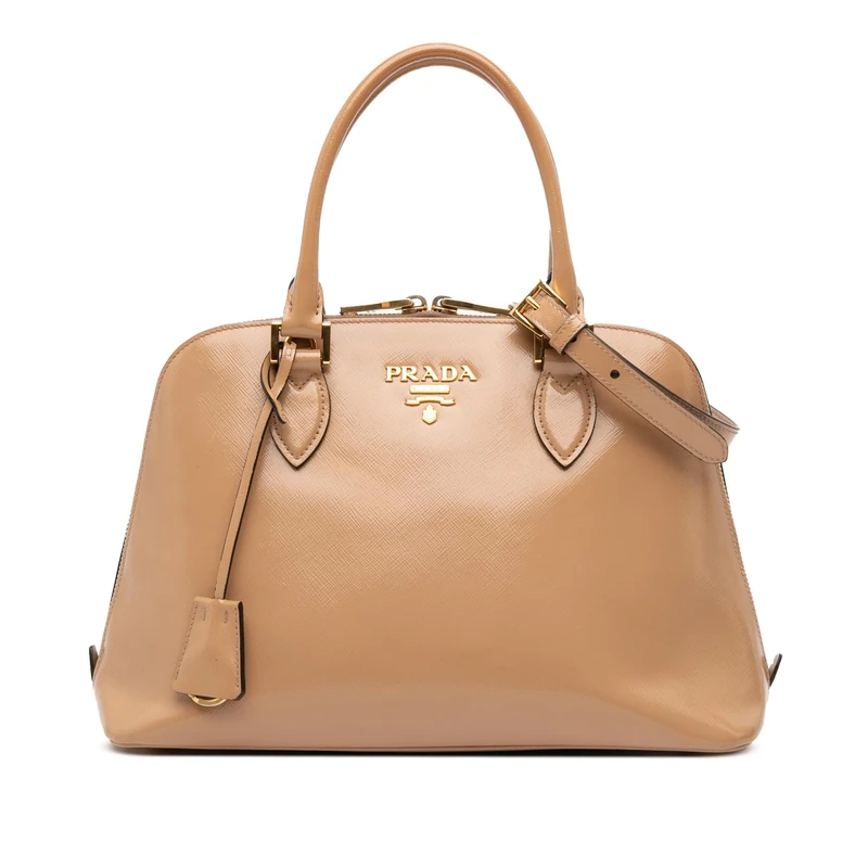 Prada Pre-Loved Medium Saffiano Vernice Promenade Satchel