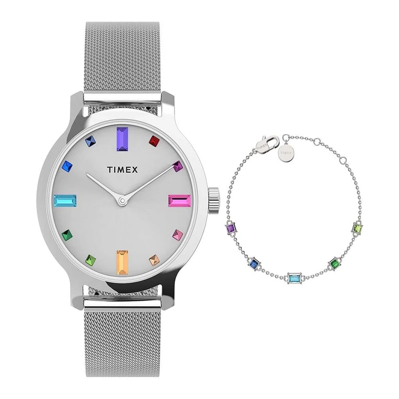 Timex Women's Transcend 31 mm Quartz Watch - Silver-Tone Stainless Steel Mesh Band with Silver-Tone Dial TWG066900