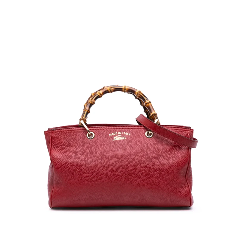 Gucci Pre-Loved Medium Calfskin Bamboo Shopper Satchel Handbag