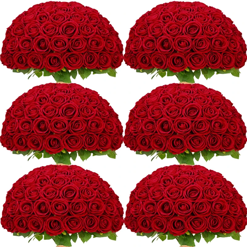 Waipfaru 200 Pcs Red Roses, Fake Roses Artificial Velet Flowers for Valentines Mothers Day Wedding Centerpieces Decor (Red)
