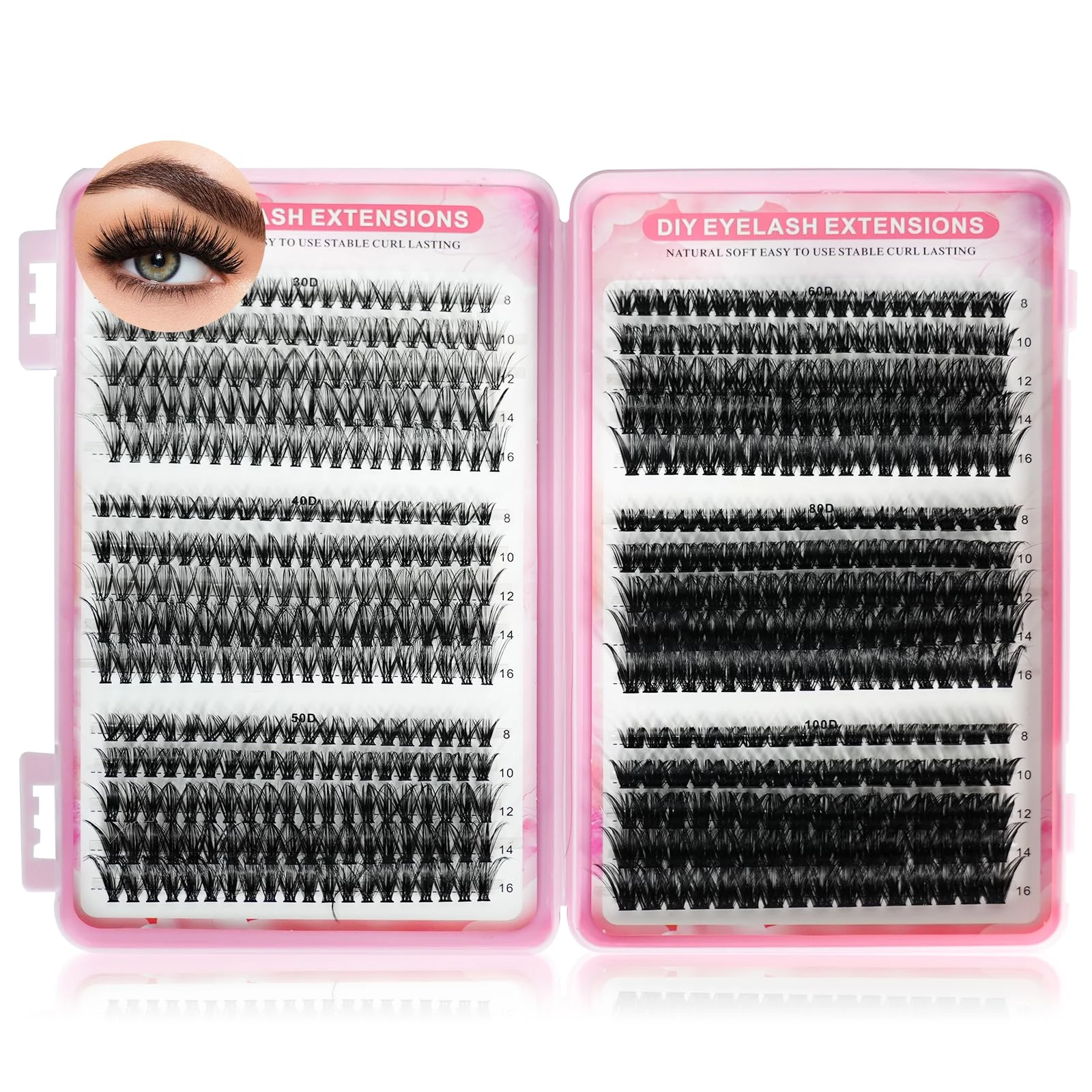 MeetBear Cluster Lashes Individual Eyelashes 30-100D lash clusters Reusable Wispy Lashes – Makeup Essential for Girls and Women