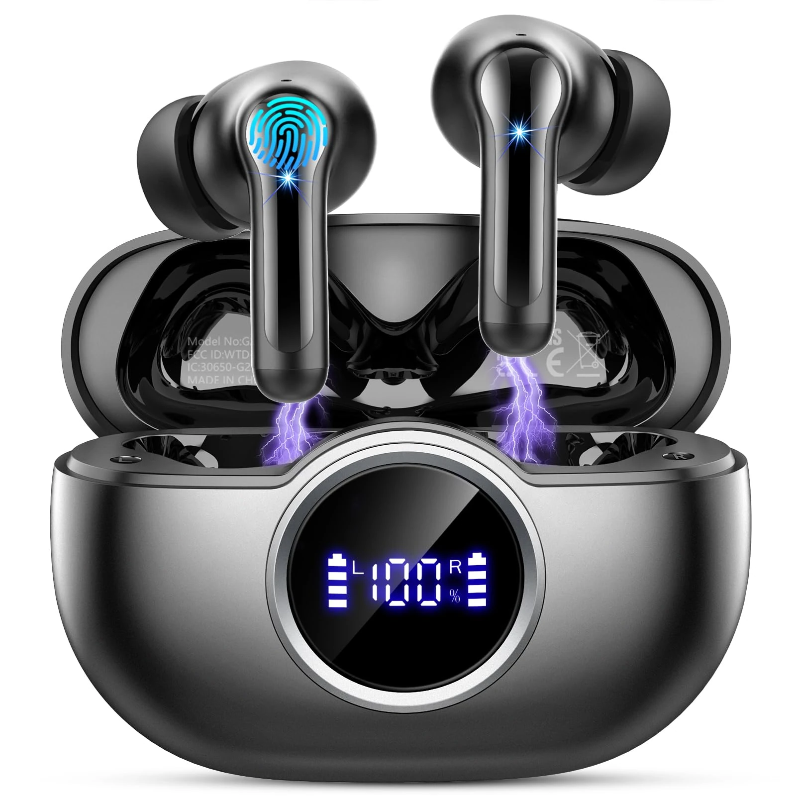 Wireless Earbuds, Bluetooth 5.4 Headphones in Ear with 4 ENC Ear Buds, 2025 New Wireless Headphones Noise Cancelling Mic, HiFi Stereo Bluetooth Earphone 36H Playtime, IP7 Waterproof Lightweight/USB-C