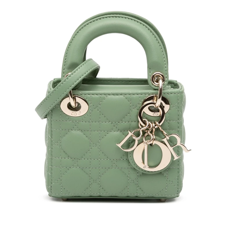 Dior Pre-Loved Micro Lambskin Cannage Lady Handbag