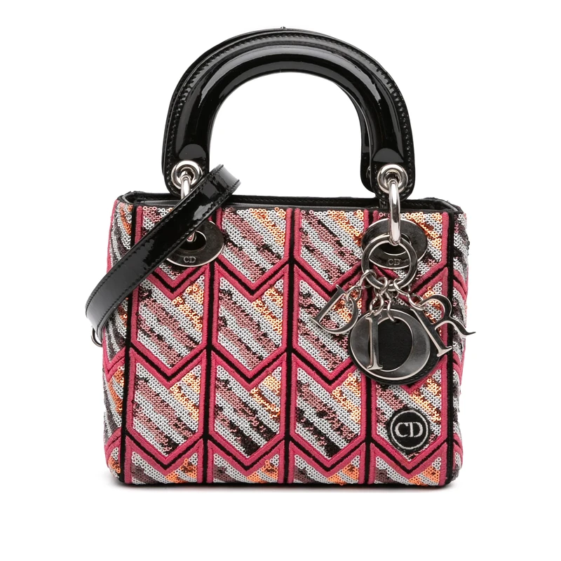 Dior Pre-Loved Mini Patent Sequined Lady Handbag