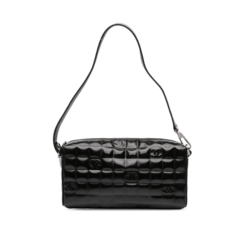 Chanel Pre-Loved CC Chocolate Bar Patent Shoulder Bag