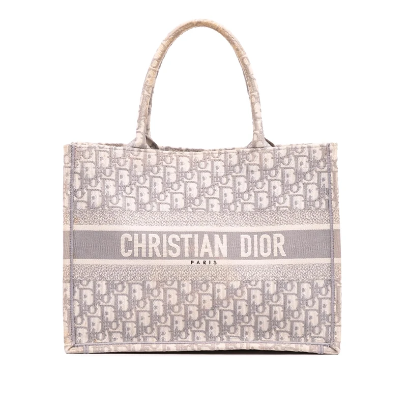Dior Pre-Loved Medium Oblique Embroidered Canvas Book Tote