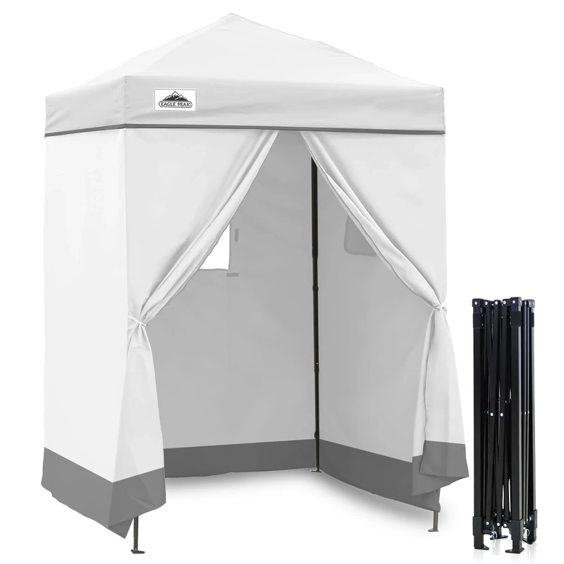 EAGLE PEAK Flex Ultra Compact 1.5mx1.5m Pop-up Canopy, Sun Shelter, Changing Room, Portable Privacy Canopy Cabana for Pool, Fashion Photoshoots, or Camping, White