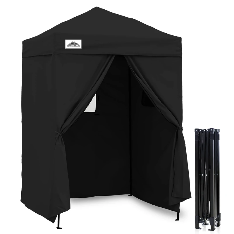 EAGLE PEAK Flex Ultra Compact 1.5mx1.5m Pop-up Canopy, Sun Shelter, Changing Room, Portable Privacy Canopy Cabana for Pool, Fashion Photoshoots, or Camping, Black