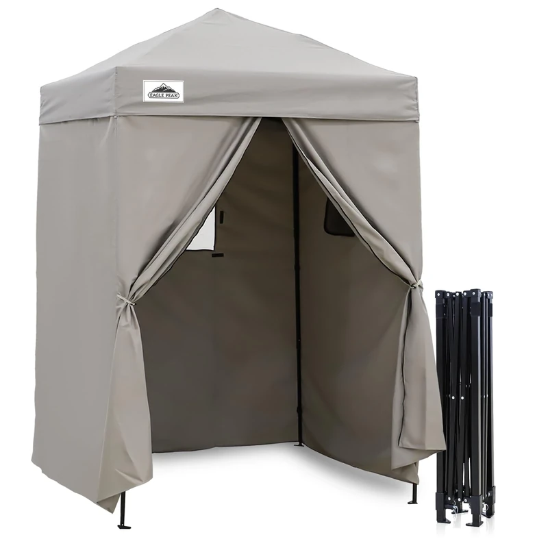 EAGLE PEAK Flex Ultra Compact 1.5mx1.5m Pop-up Canopy, Sun Shelter, Changing Room, Portable Privacy Canopy Cabana for Pool, Fashion Photoshoots, or Camping, Gray