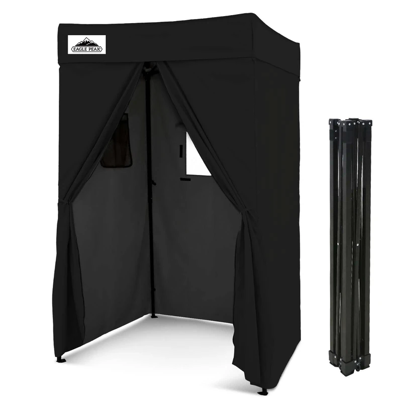 EAGLE PEAK Flex Compact 1.2x1.2m Pop-up Canopy Changing Room, Portable Privacy Dressing Room for Indoor Fashion Photoshoots, Camping, or Pool, Black